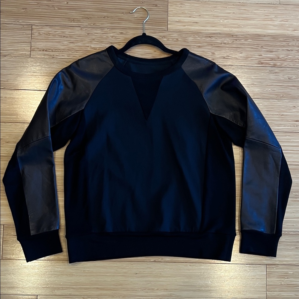 Rag & Bone Black Leather Sleeve Top